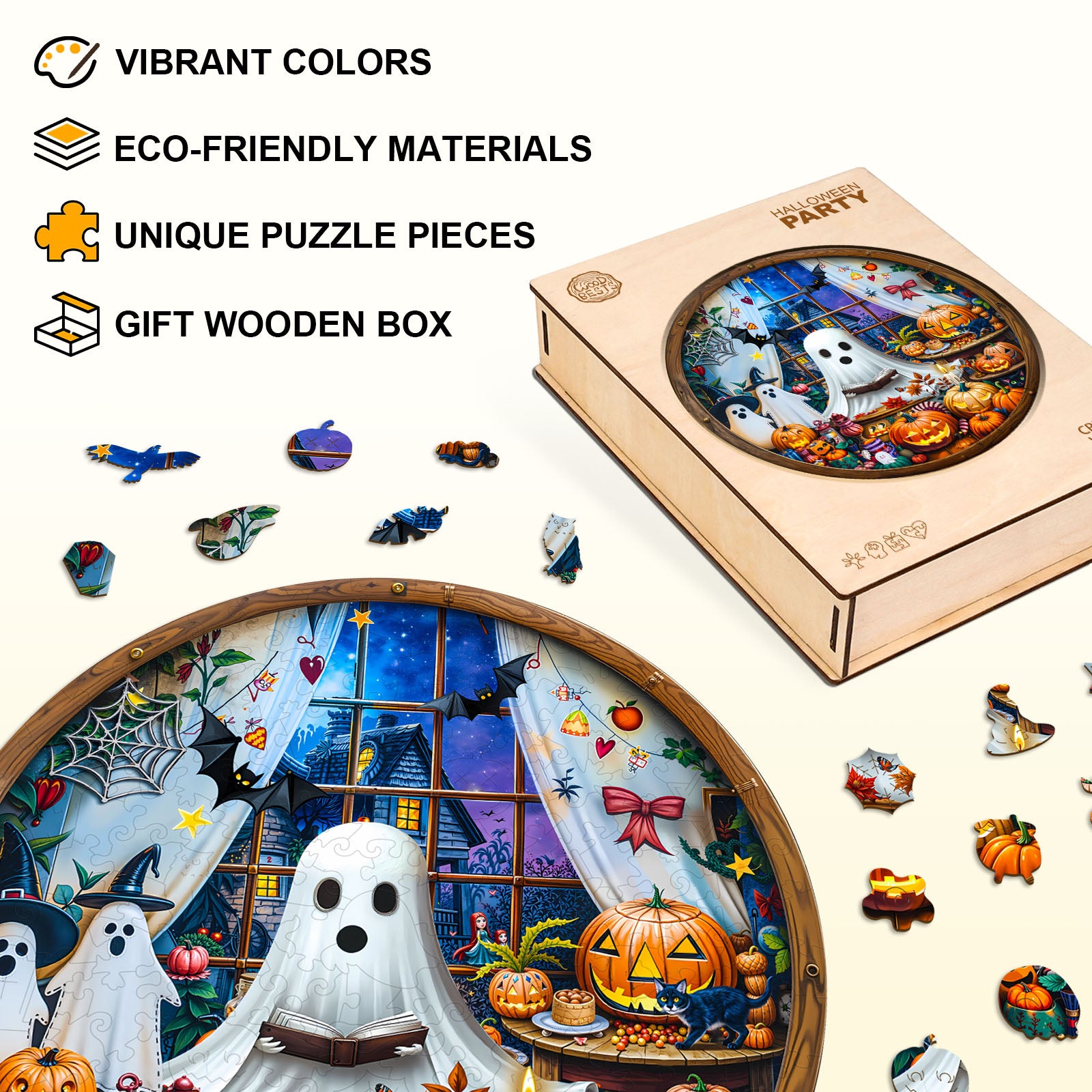 halloween party Wooden Jigsaw Puzzle