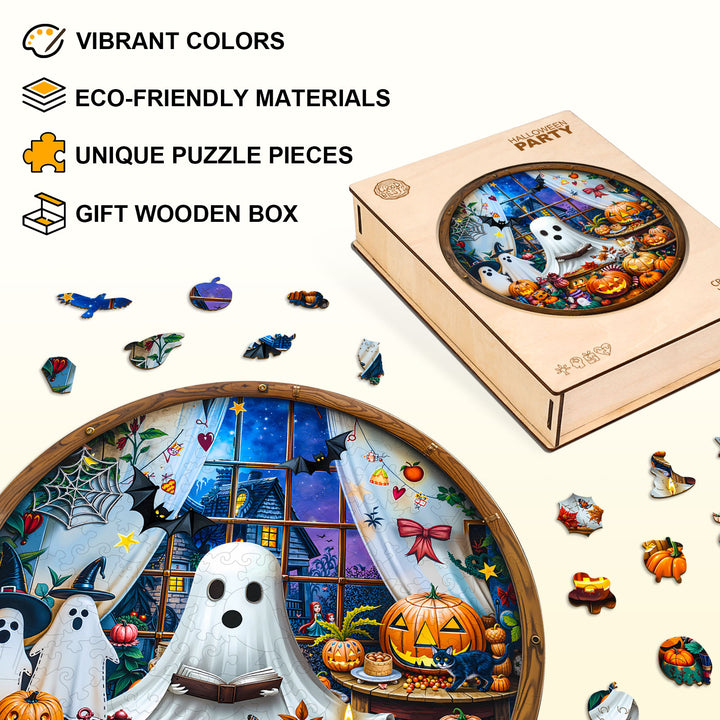 halloween party Wooden Jigsaw Puzzle