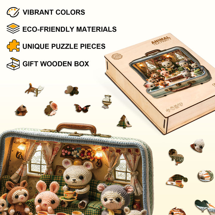 Animal Tea Party Wooden Jigsaw Puzzle