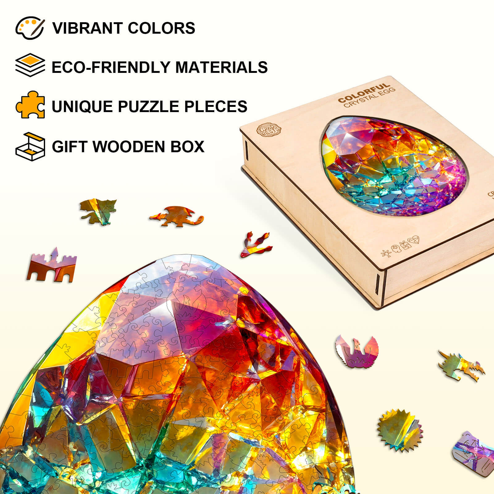 Buntes Kristallei Holz-Puzzlespiel