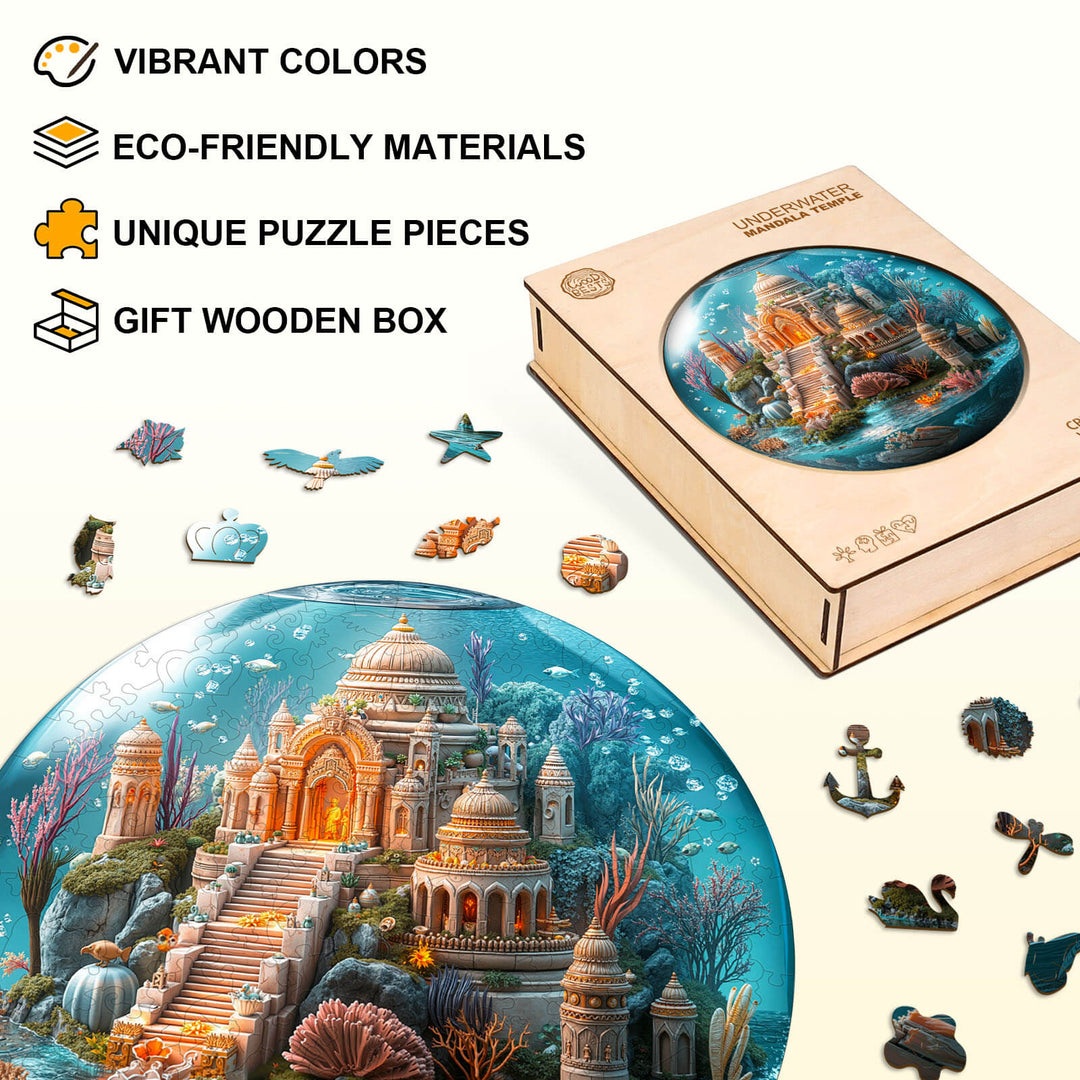 Puzzle en bois Mandala sous-marin Temple