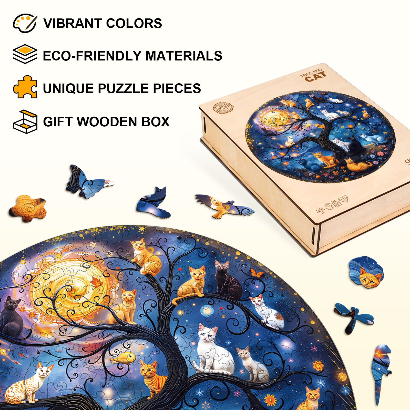 Puzzle en bois Arbre et Chat