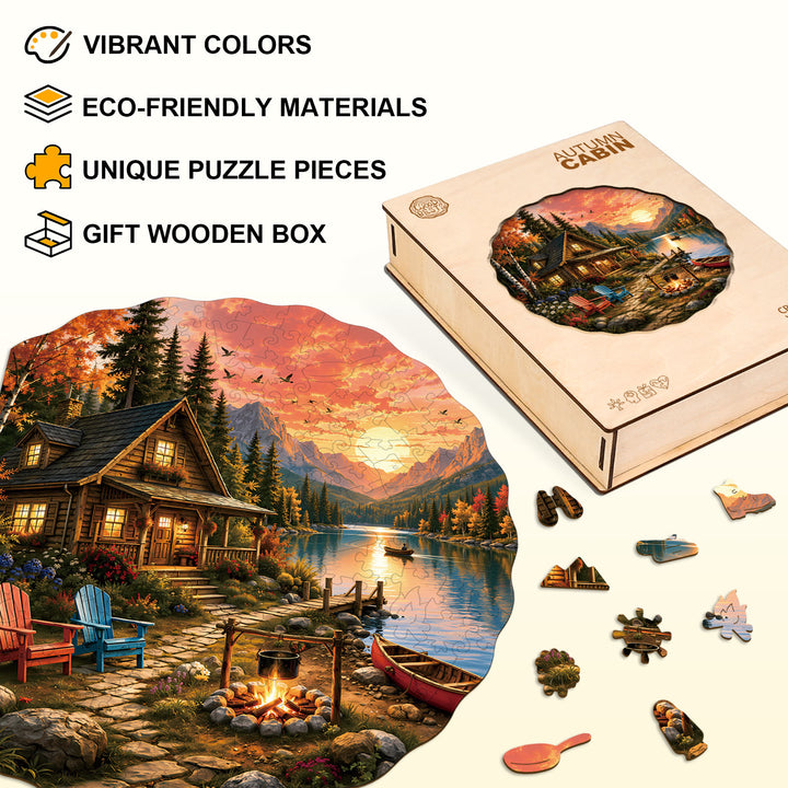 Autumn Cabin  Wooden Jigsaw Puzzle