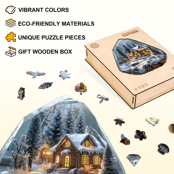 Snowlight Cottage Wooden Jigsaw Puzzle