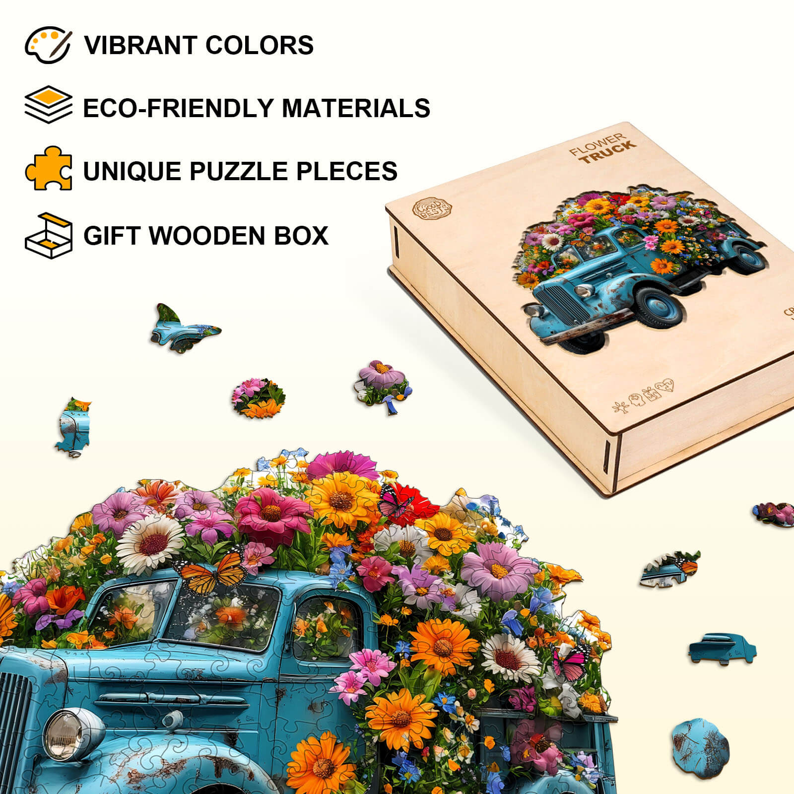Puzzle en bois Camion de Fleurs
