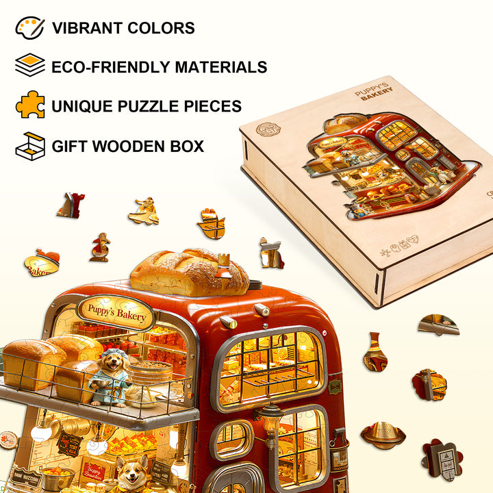 Puppy's Bakery Wooden Jigsaw Puzzle