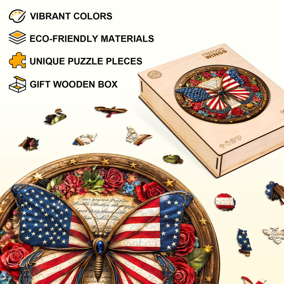 Freedom Wings Wooden Jigsaw Puzzle