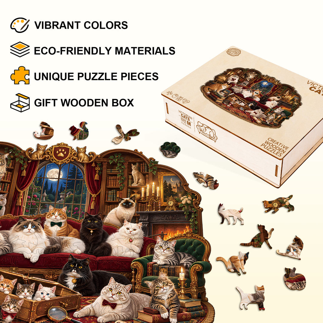 Victorian Cats Wooden Jigsaw Puzzle