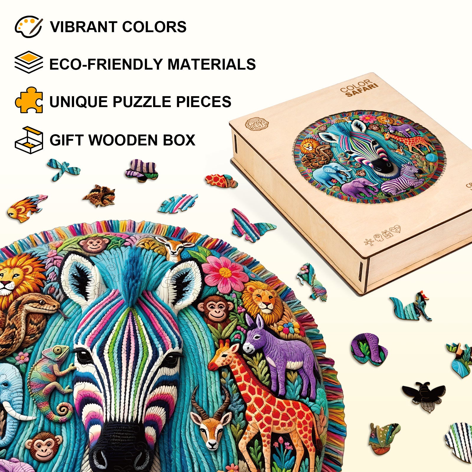 Color Safari Wooden Jigsaw Puzzle