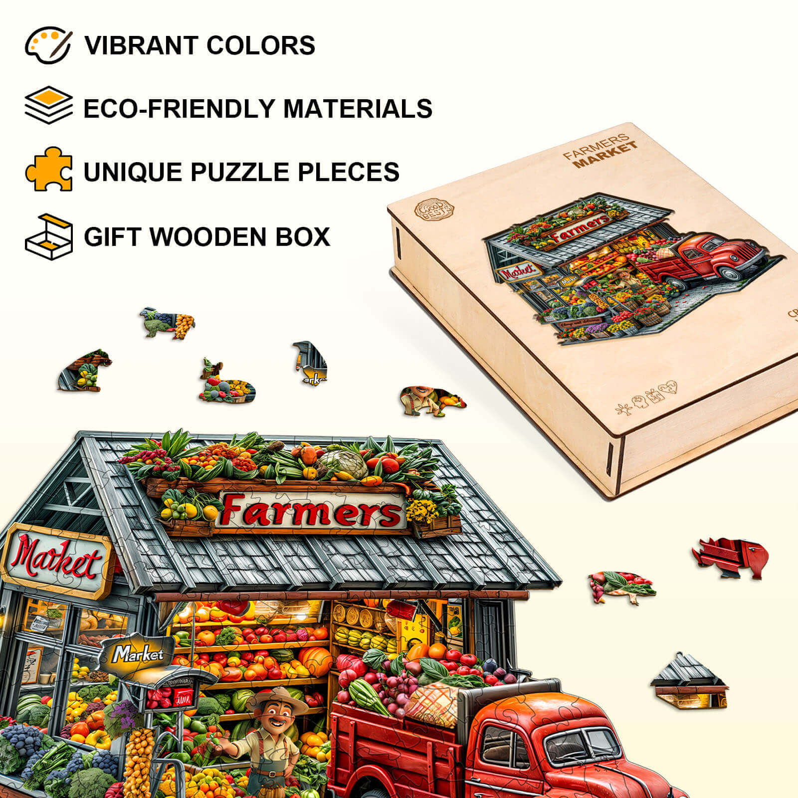 Farmers Market Wooden Jigsaw Puzzle
