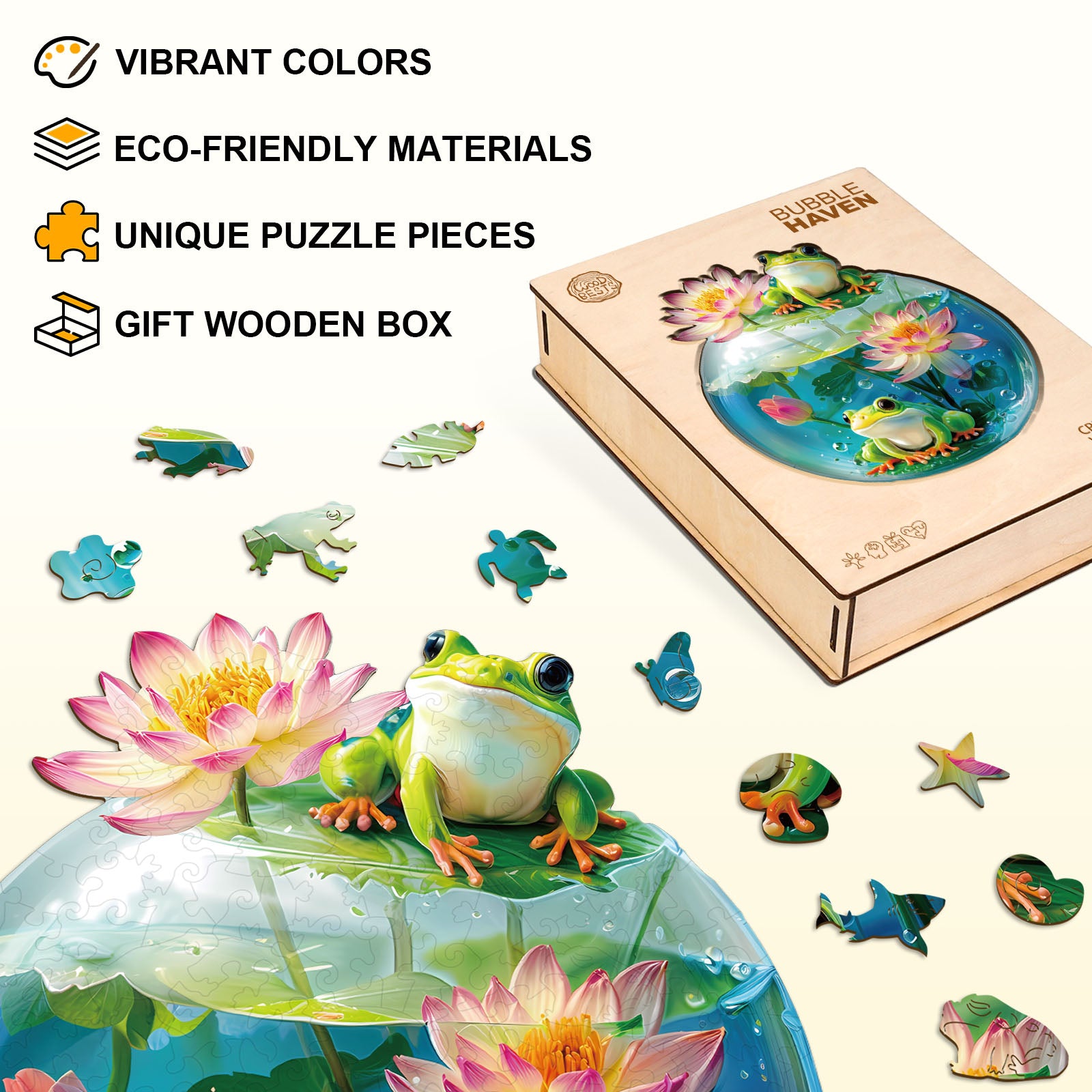 Puzzle en Bois Grenouille Havre de Bulles