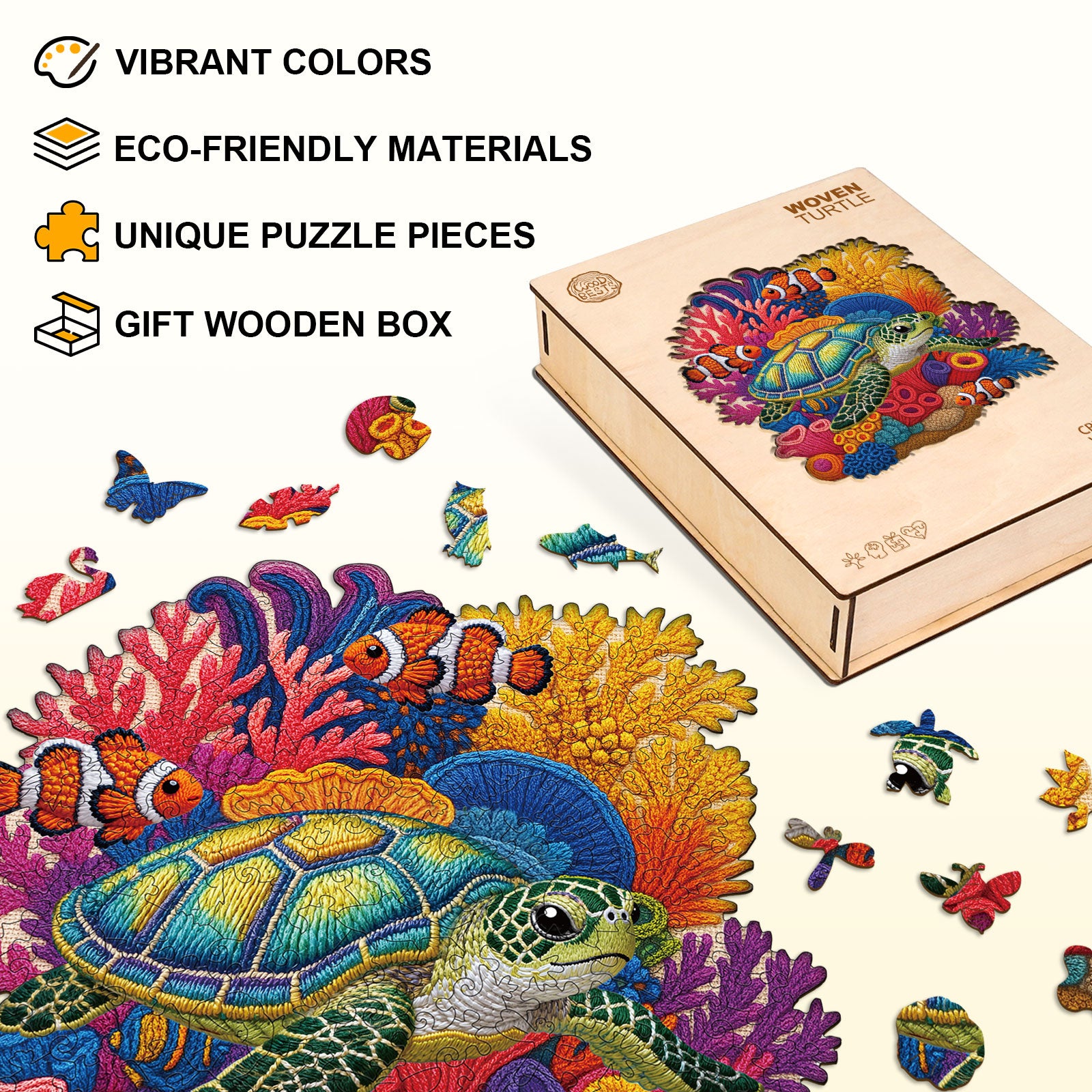Woven Turtle Wooden Jigsaw Puzzle