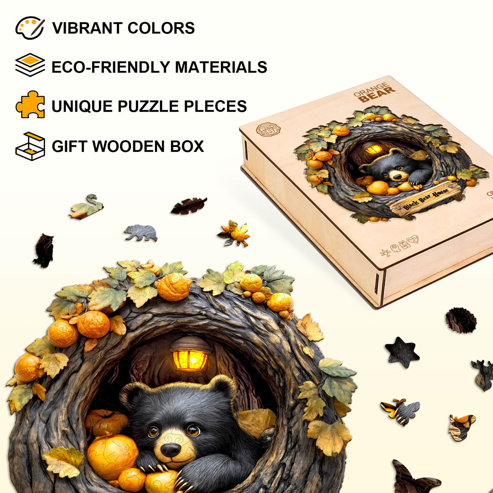 Orange Bear Holz-Puzzle