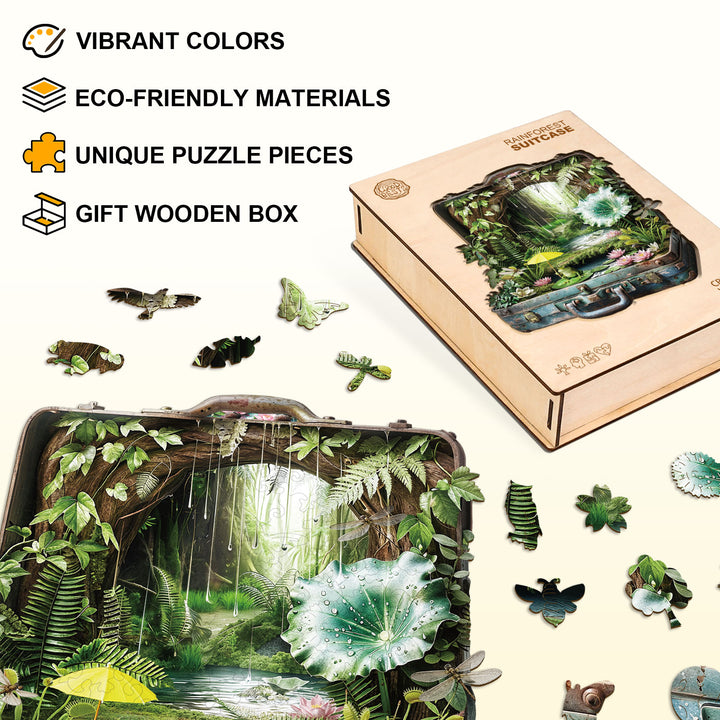 Rainforest Suitcase Wooden Jigsaw Puzzle