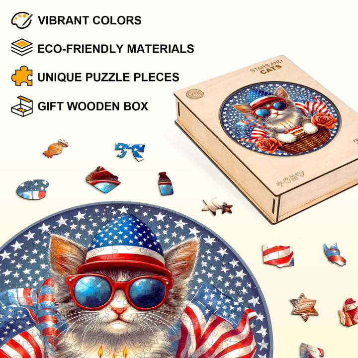 Stars and cats Wooden Jigsaw Puzzle