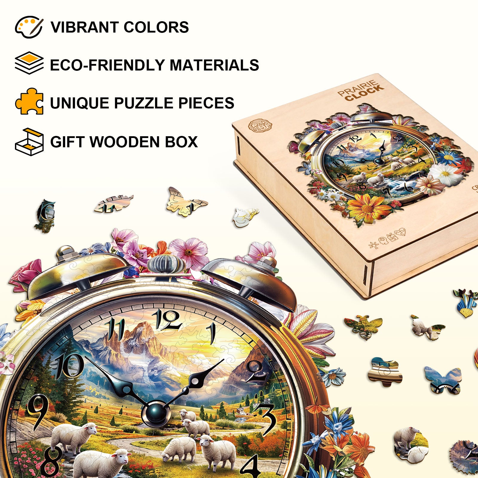 Puzzle en bois Horloge de la prairie