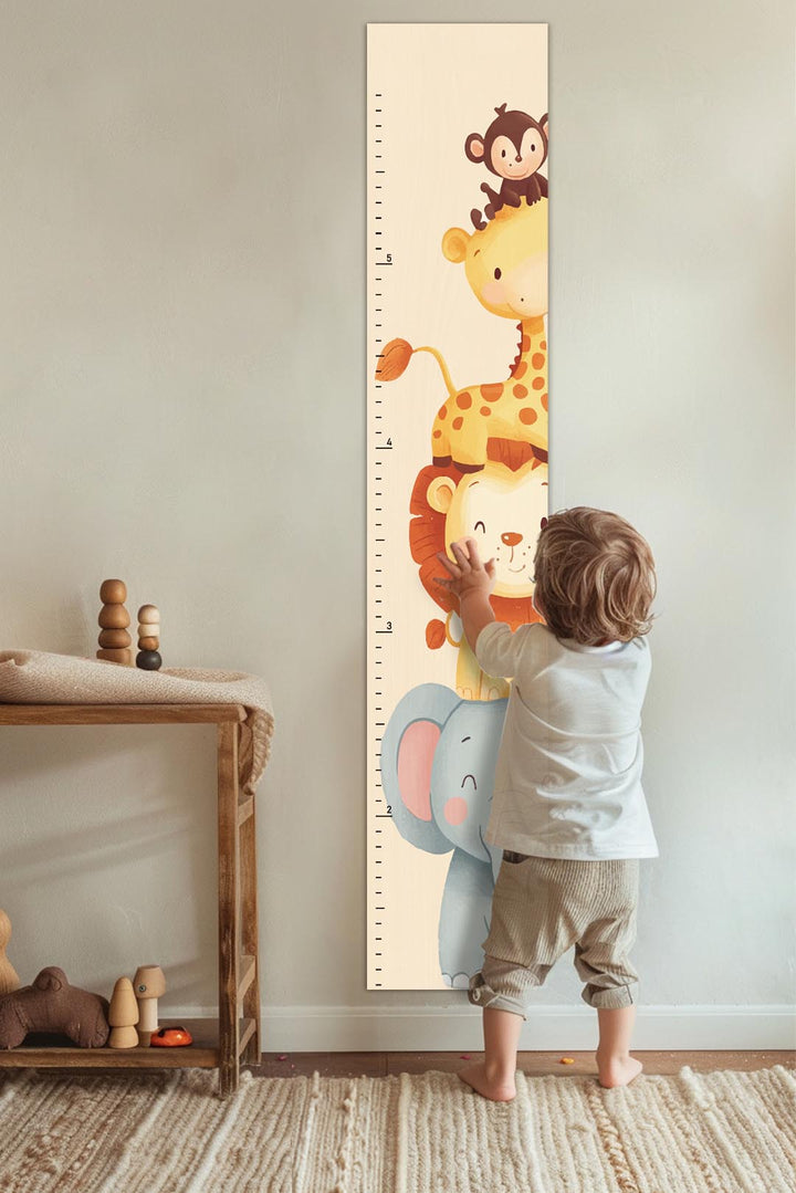 Personalized Wooden Safari Animal Growth Chart Ruler Clearance Sale