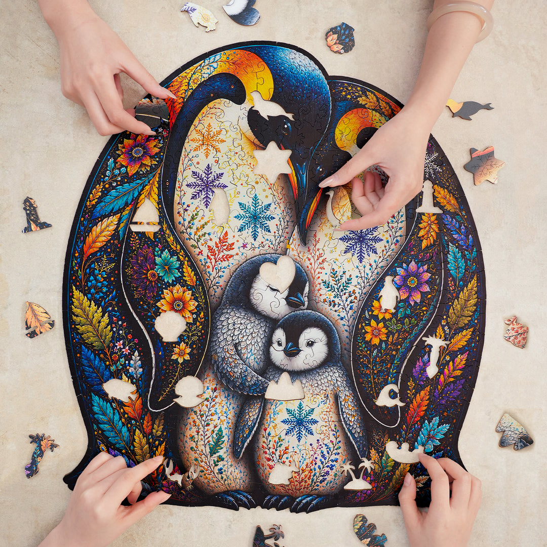 Polar Sanctuary Penguins Wooden Jigsaw Puzzle