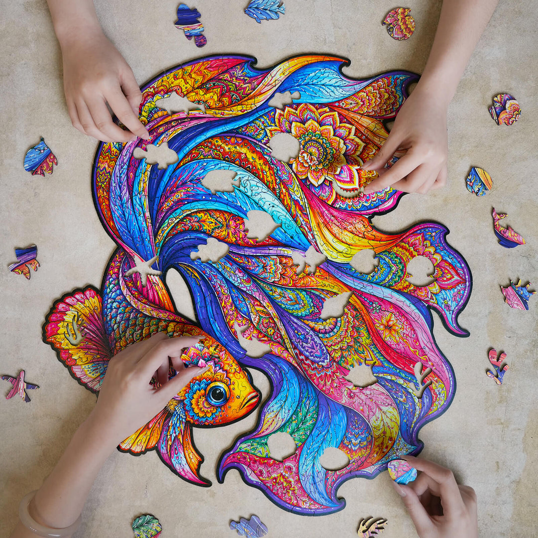 Prismatic Betta Fish Wooden Jigsaw Puzzle