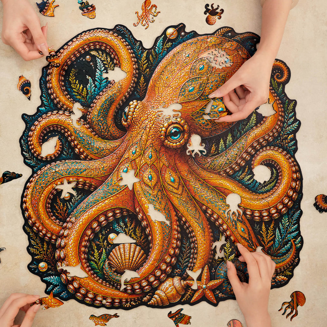 Ocean Sovereign Octopus Wooden Jigsaw Puzzle