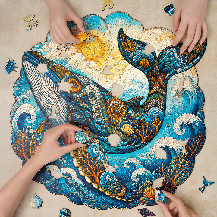 Song of the Ocean Blue Whale Wooden Jigsaw Puzzle