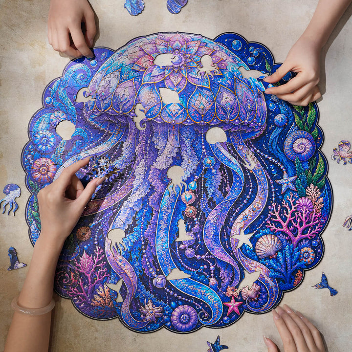 Luminous Bloom Jellyfish Wooden Jigsaw Puzzle