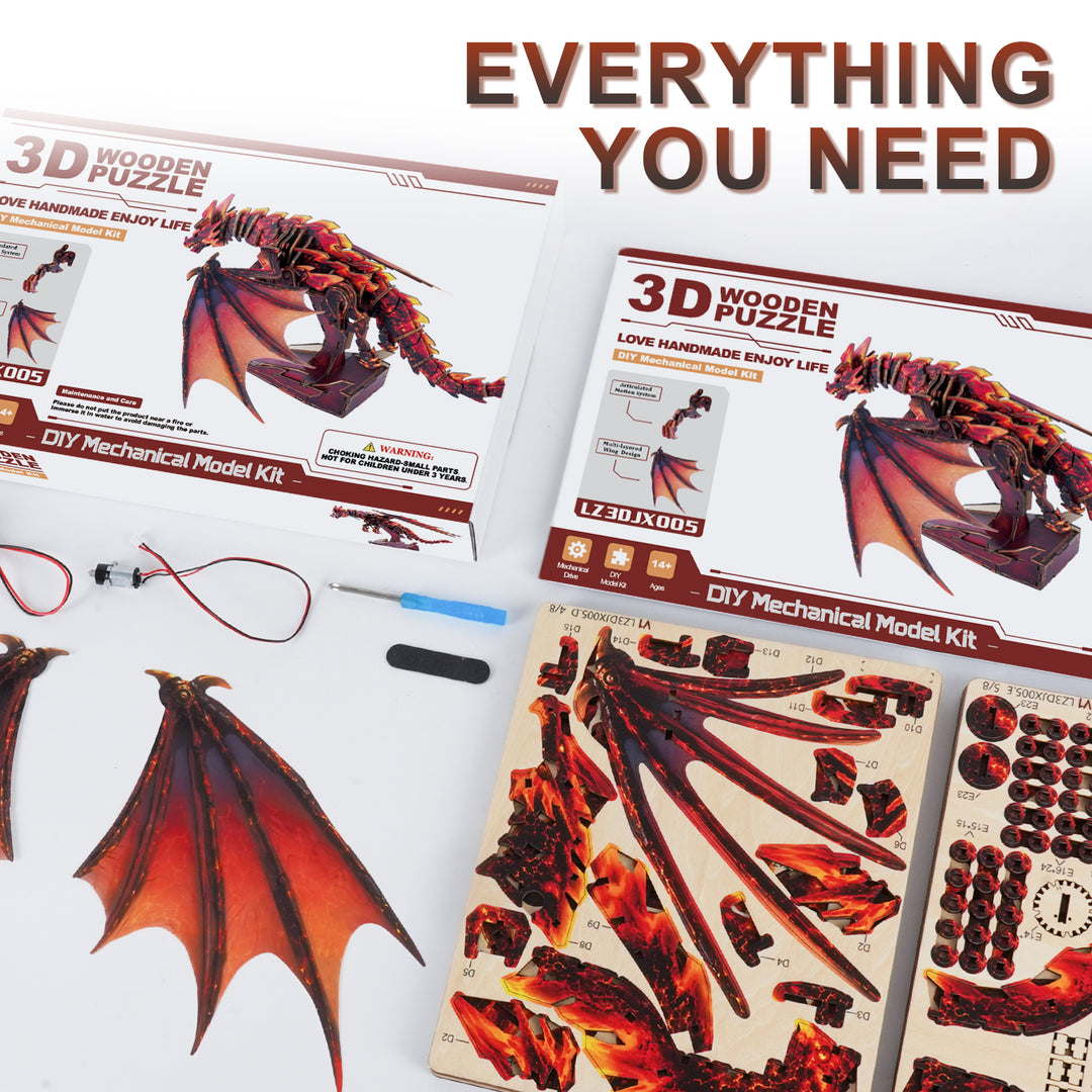 3D Wooden Mechanical Kit - Crimson Flame Dragon