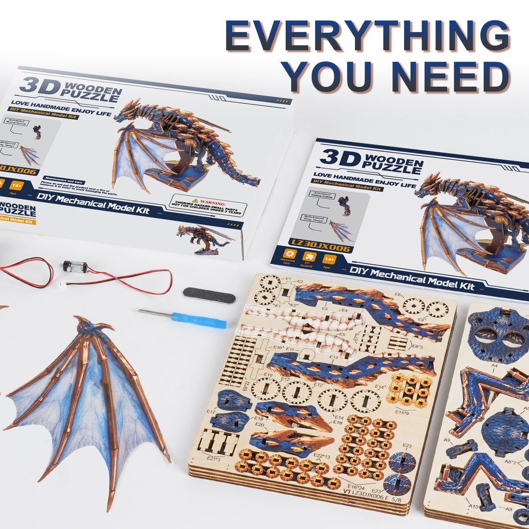 3D Wooden Mechanical Kit - Azure Gold Dragon