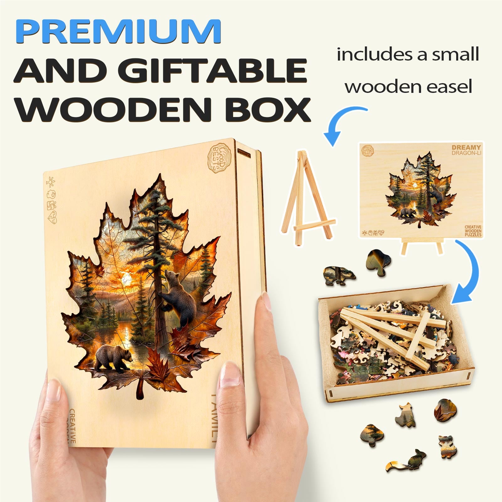 Puzzle en bois d'automne de l'ours brun