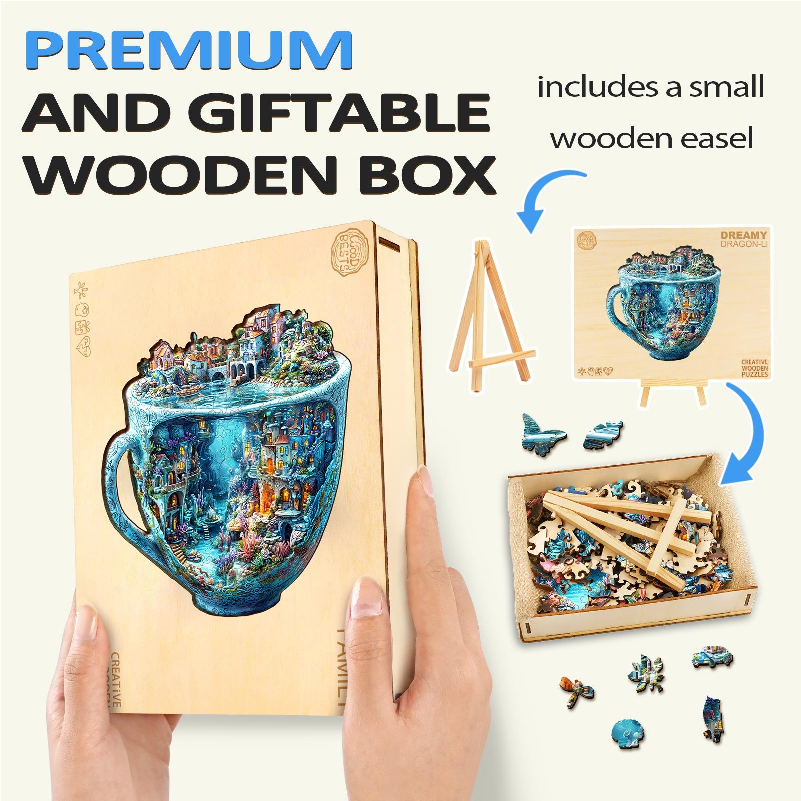 Puzzle en bois 3D Océan en forme de tasse