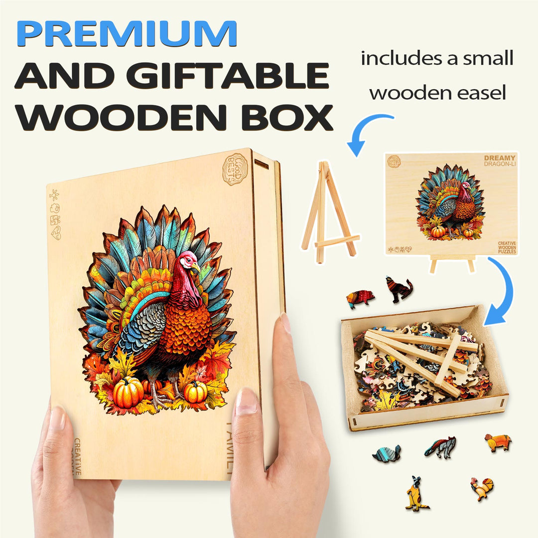 Rompecabezas de Madera de Pavo Colorido