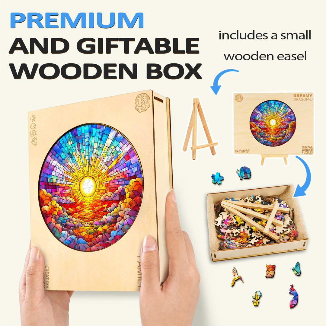 Buntglas Regenbogen Holzpuzzle