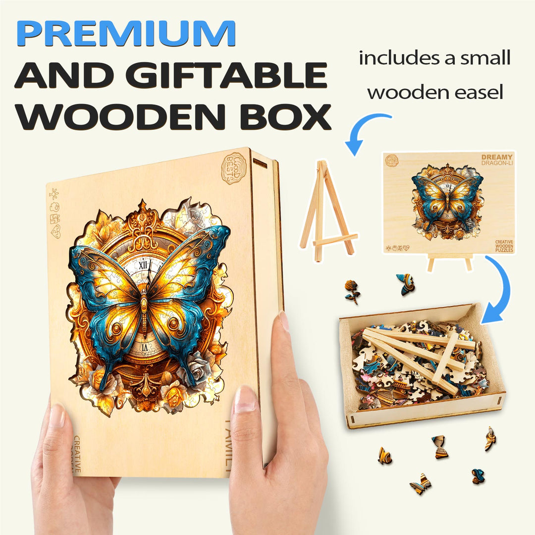 Schmetterling und Uhr Holzpuzzle