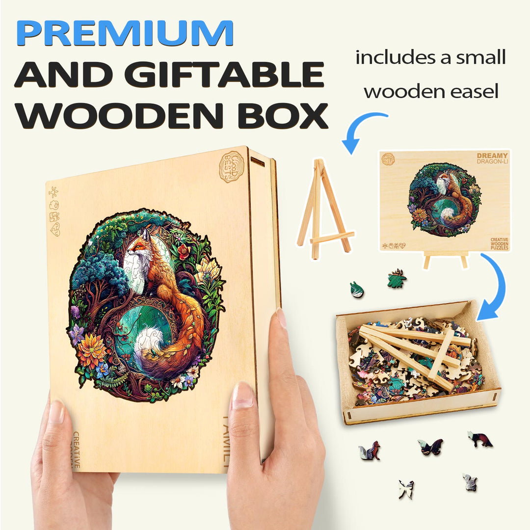 Yin Yang Fuchs-3 Holzpuzzle