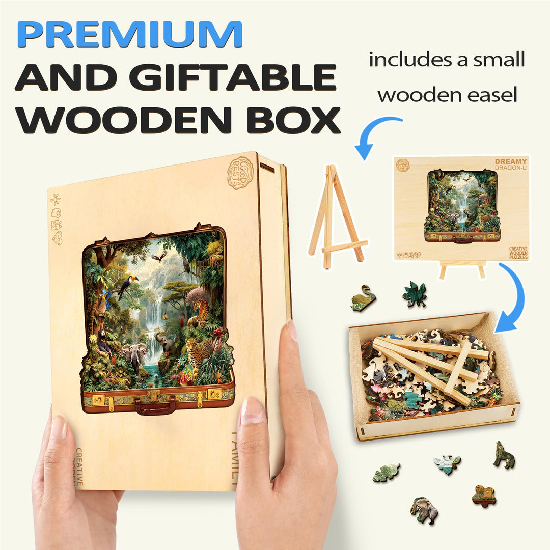 Suitcase Scenery-jungle animals Wooden Jigsaw Puzzle