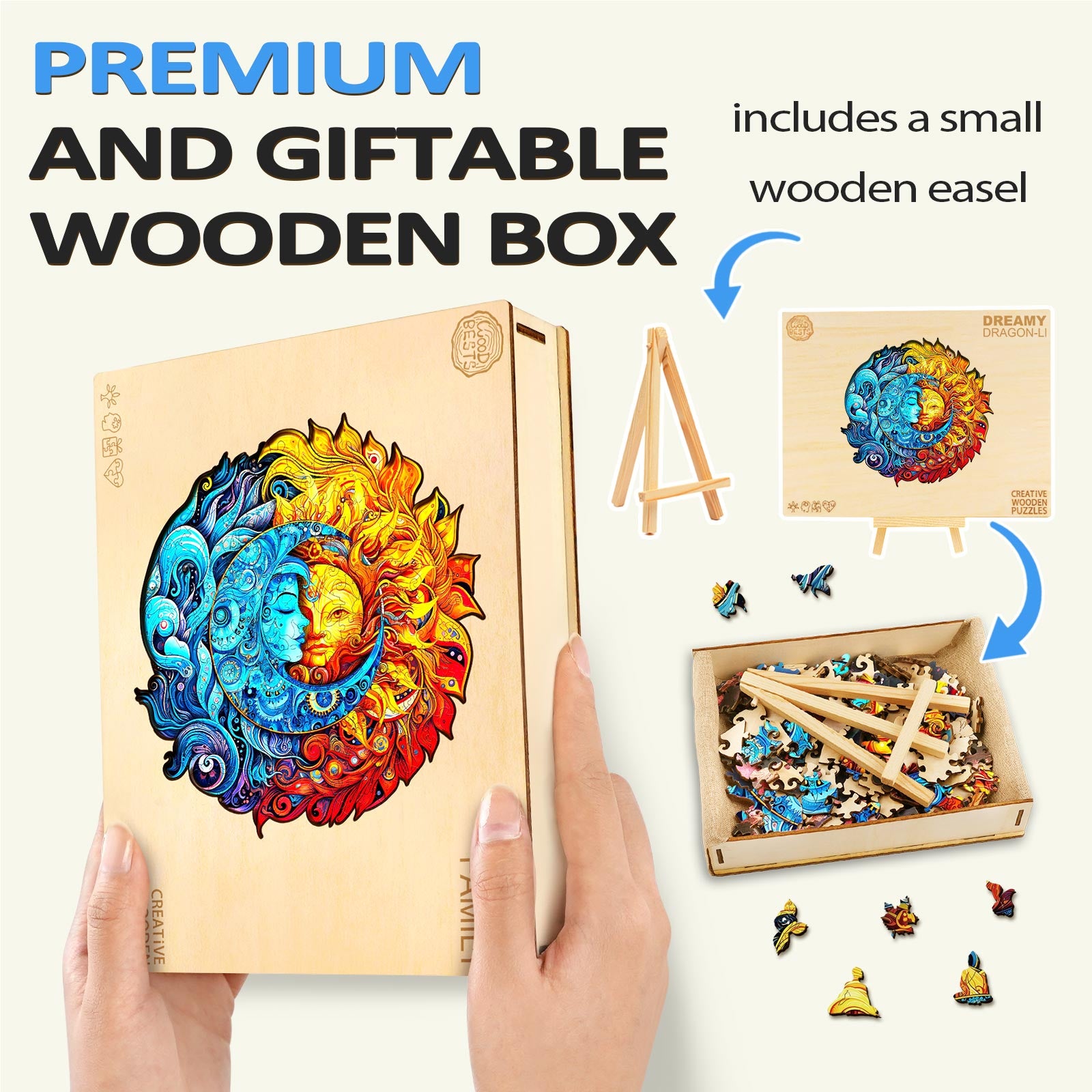 Soleil et Lune Puzzle en bois