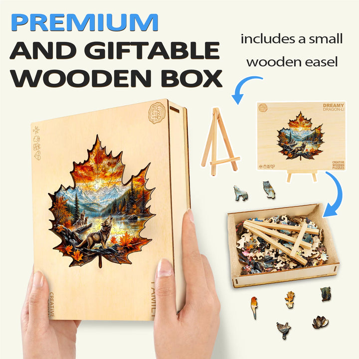 Puzzle en bois automnal Wolf King