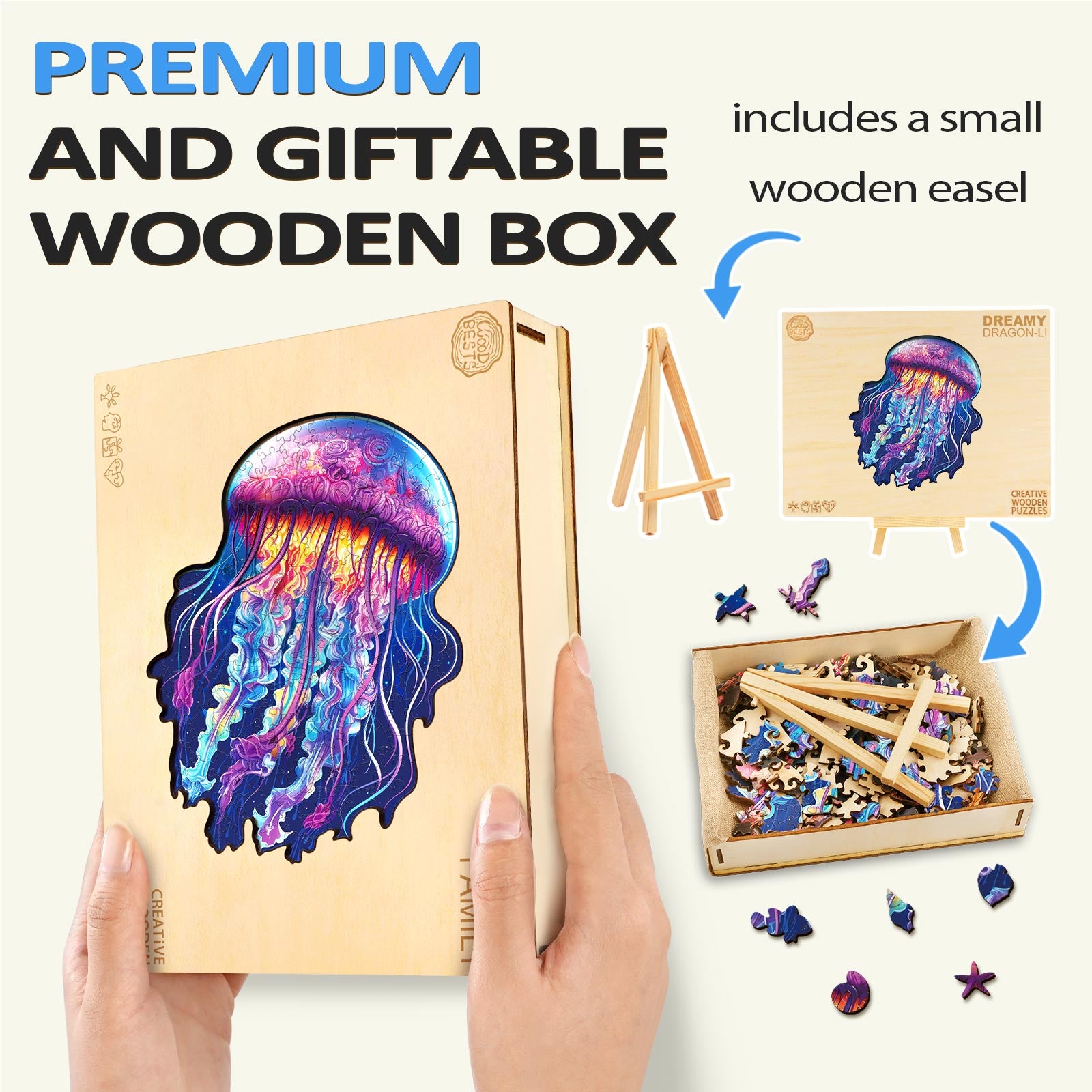 Puzzle en bois Méduse aquarelle  