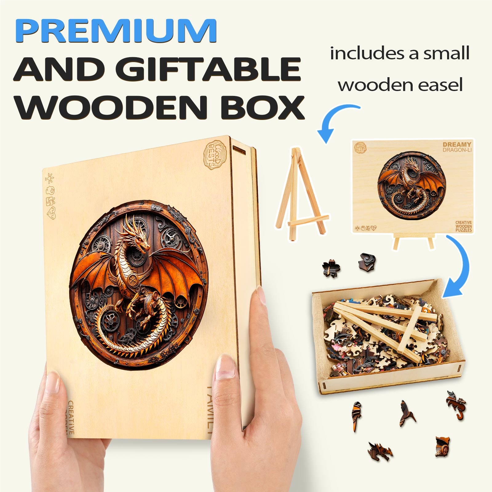 Puzzle en bois 3D Dragon Mécanique-1