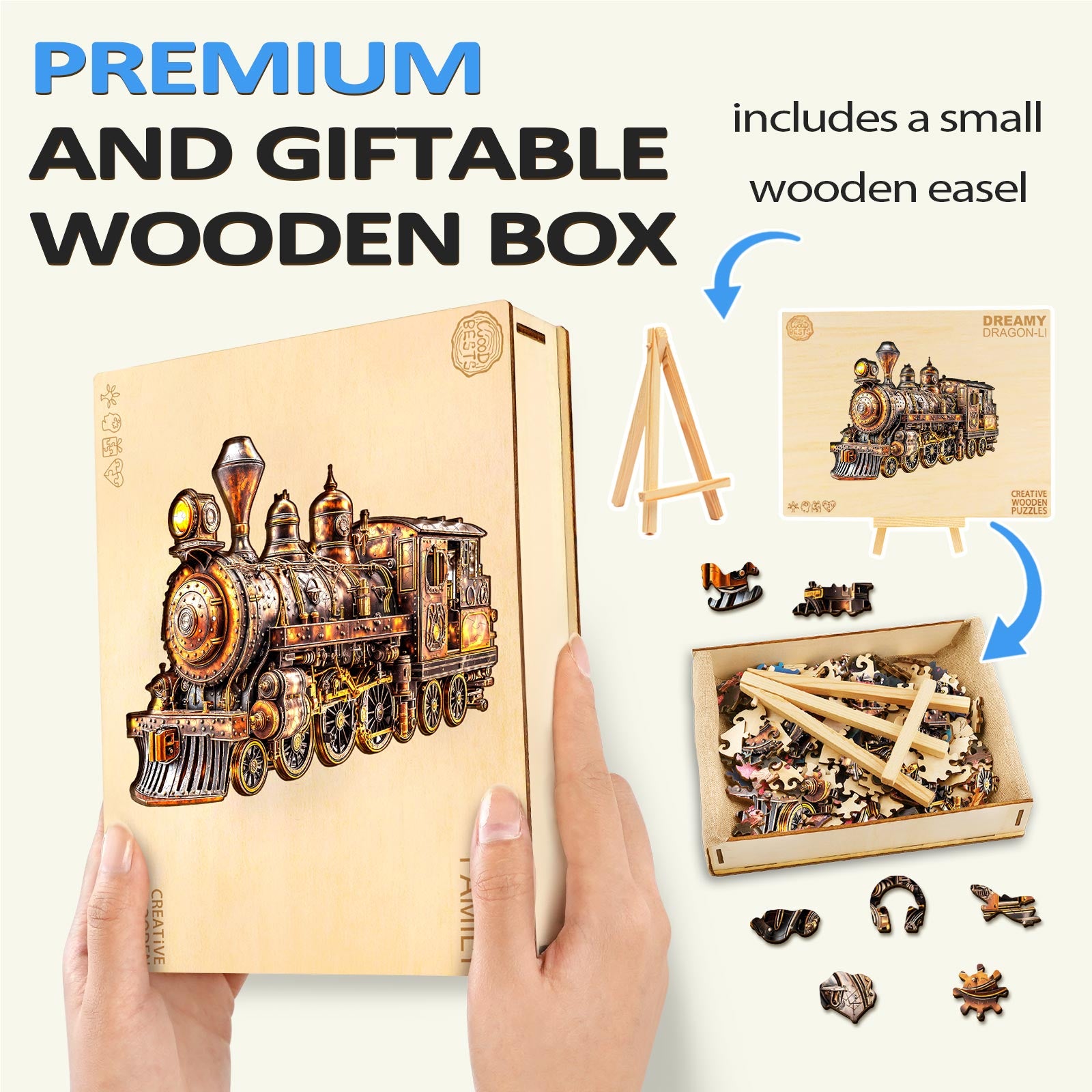 3D Mechanical Steam Train Wooden Jigsaw Puzzle