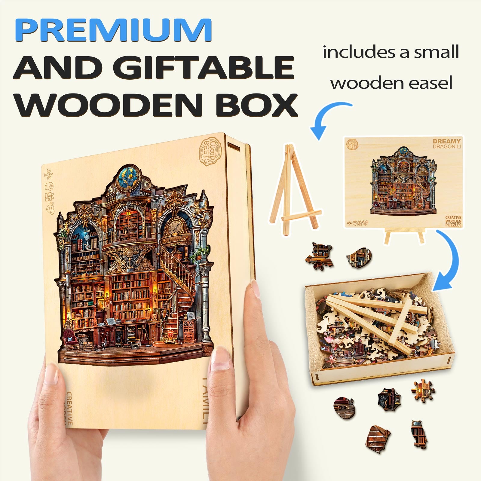 Gothic Revival Bookstore Wooden Jigsaw Puzzle