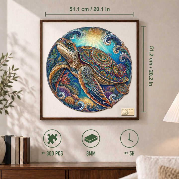 Ancient Wanderer Sea Turtle Wooden Jigsaw Puzzle