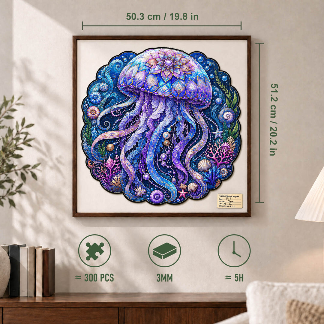 Luminous Bloom Jellyfish Wooden Jigsaw Puzzle