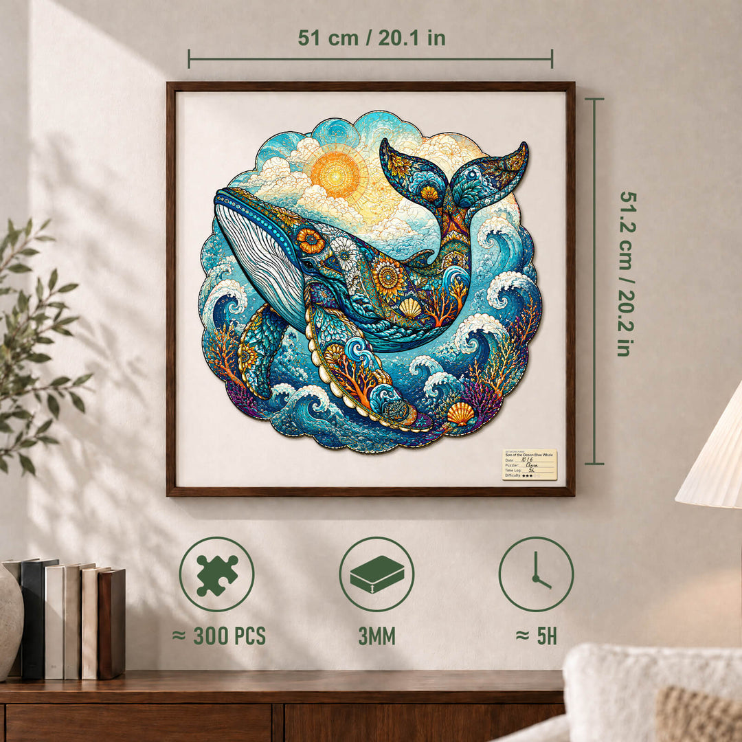 Song of the Ocean Blue Whale Wooden Jigsaw Puzzle