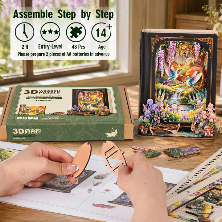 Forest Stream Dreamseeking – DIY Wooden Book Nook Lamp Craft Kit