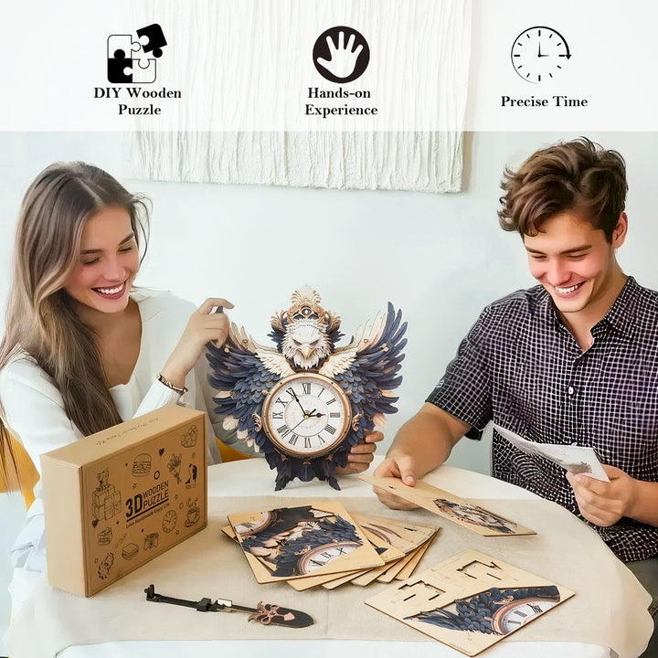 Eagle– DIY Wooden Clock, 3D Puzzle Craft Kit