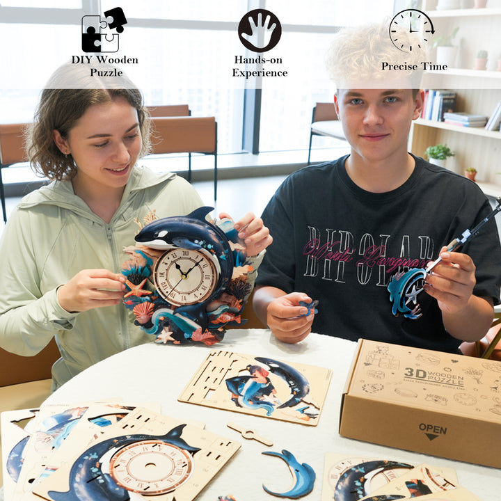 Killer Whale – DIY Wooden Clock, 3D Puzzle Craft Kit