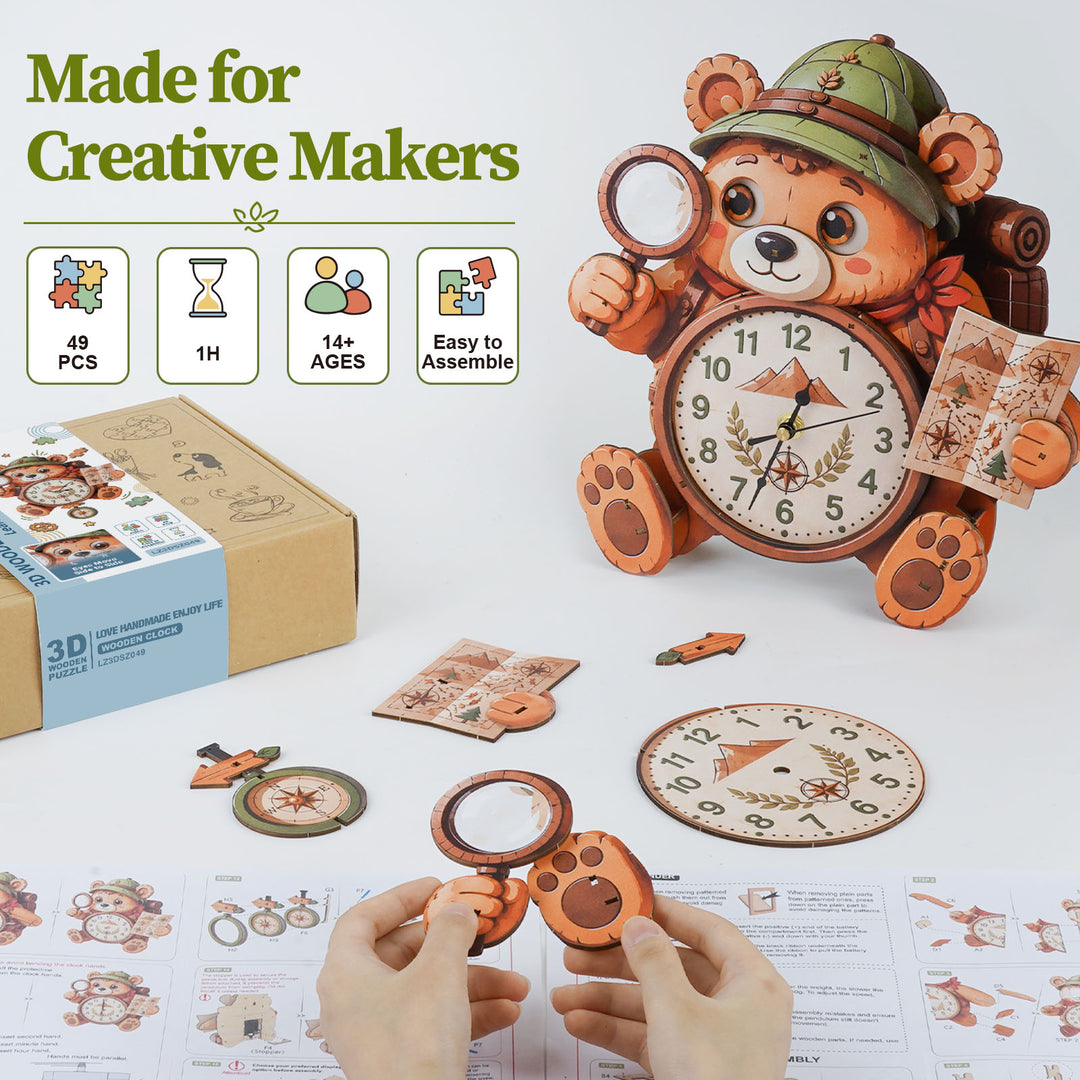 Meeresschildkröte – Stündlicher Glockenschlag DIY Holz-Uhr, 3D Puzzle-Bastelset