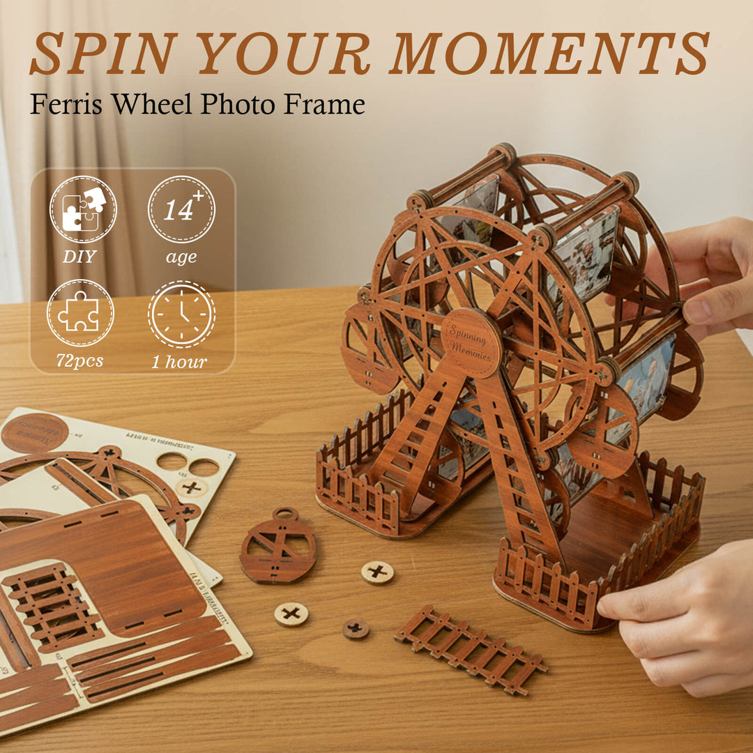 Retro Walnut – DIY 3D Wooden Photo Frame Ferris Wheel