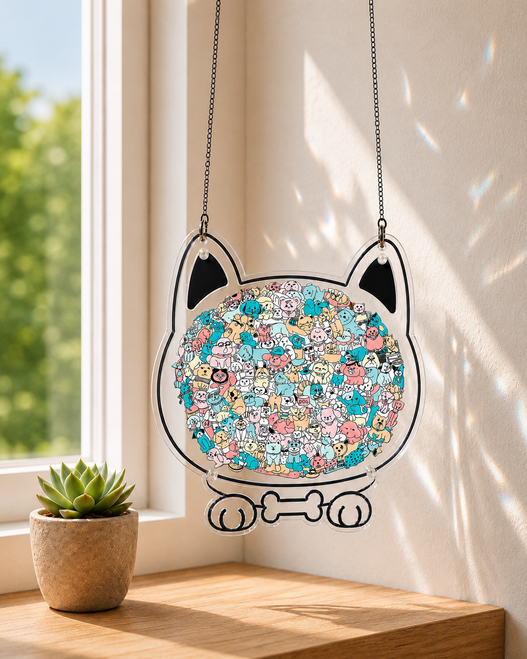Acrylic Jigsaw Puzzle Suncatcher - Puppy Party